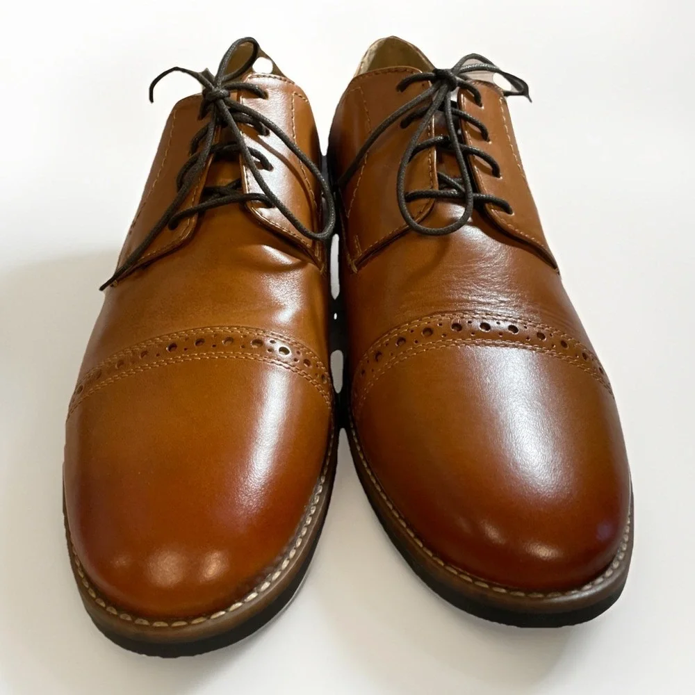 Nunn Bush Norcross Cap Toe Oxford Cognac Men's Size 12 M‎ No Insoles Lace Up EUC